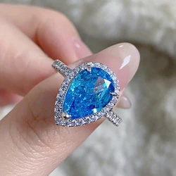 Elegant Green Square Gemstone Ring in 925 Sterling Silver - Luxury Women's Engagement and Wedding Jewelry - 8 (Silver Blue)