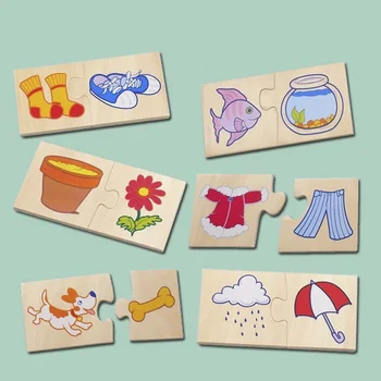 Wooden Animal Find Home Matching Puzzle Box Food Matching Logic Thinking Training Game Montessori Teaching Tool Educational Toys