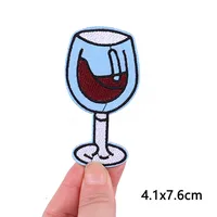 Buy Wine Time Patches | Embroidered Patches for Clothing | Red Wine Bottle Cup Patch Tape Badges | Iron-On Patch Jacket Stripes Online - Image 2