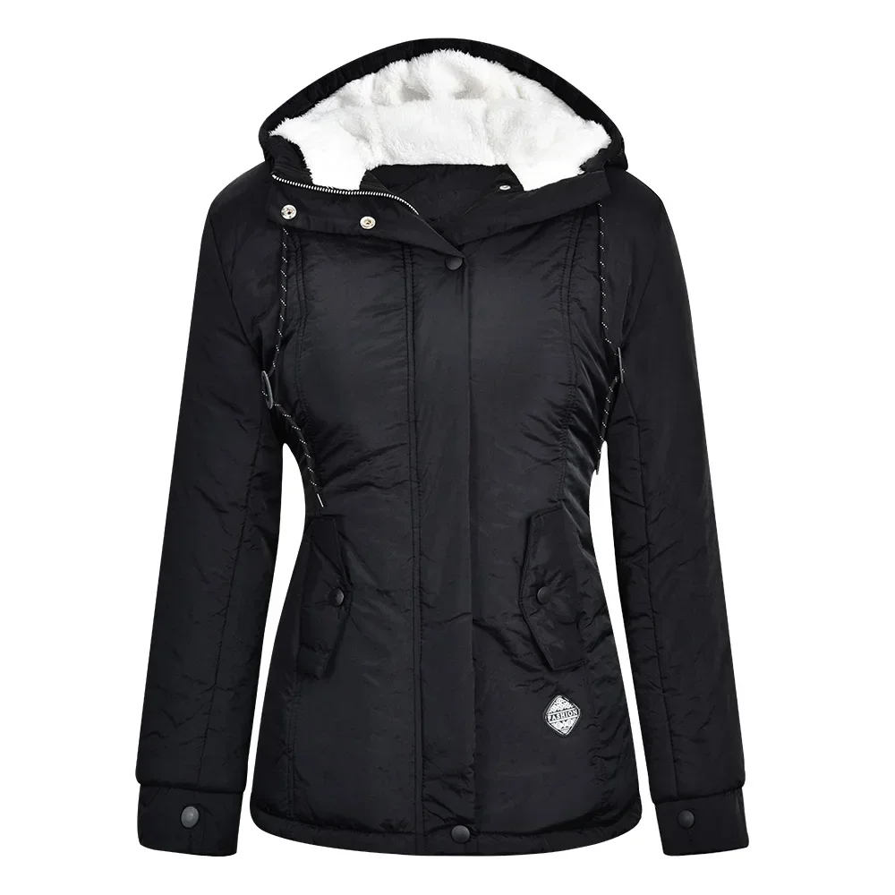 Customizable 2024 New UZZDSS Winter Women Warm Parkas Hooded Thick Plush Coats Female Mid-Long Cotton Jacket Warm Coat Outwear 4