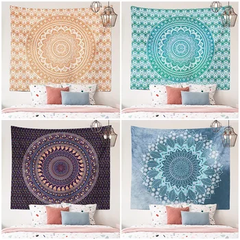 Serviette de plage Mandala pour la décoration intérieure, tapisserie ethnique Boho, scène de chevet, toile de fond de gril 1
