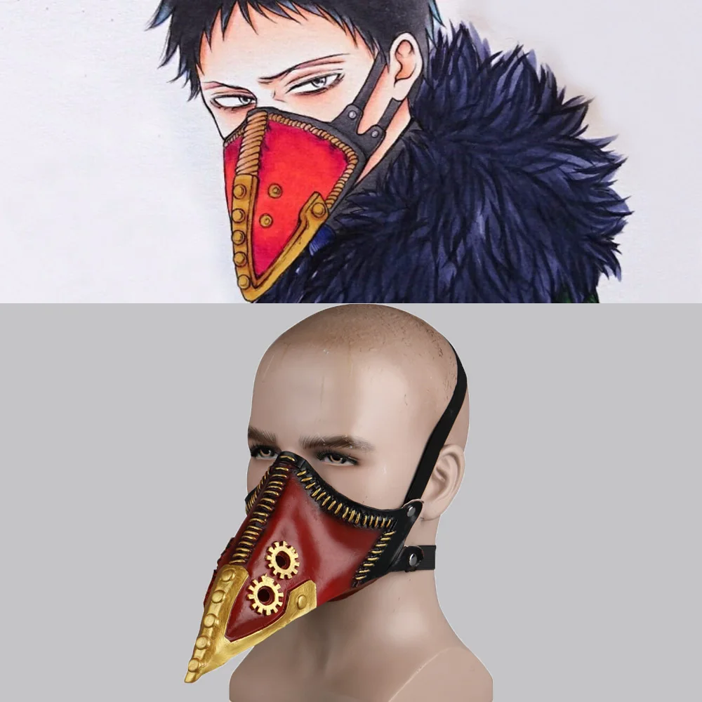 

Anime My Hero Academia Overhaul Mask Cosplay Crow Mouth Plague Doctor Halloween Masks Steampunk Face Long Beak Gothic Helmet