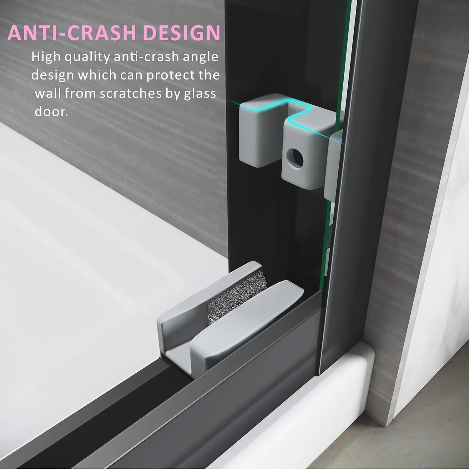 48 Inch Glass Shower Door with 1/4" (6mm) Clear SGCC Tempered Glass,44-48 in.W x72 in.H Semi-Frameless Sliding Shower Door 6