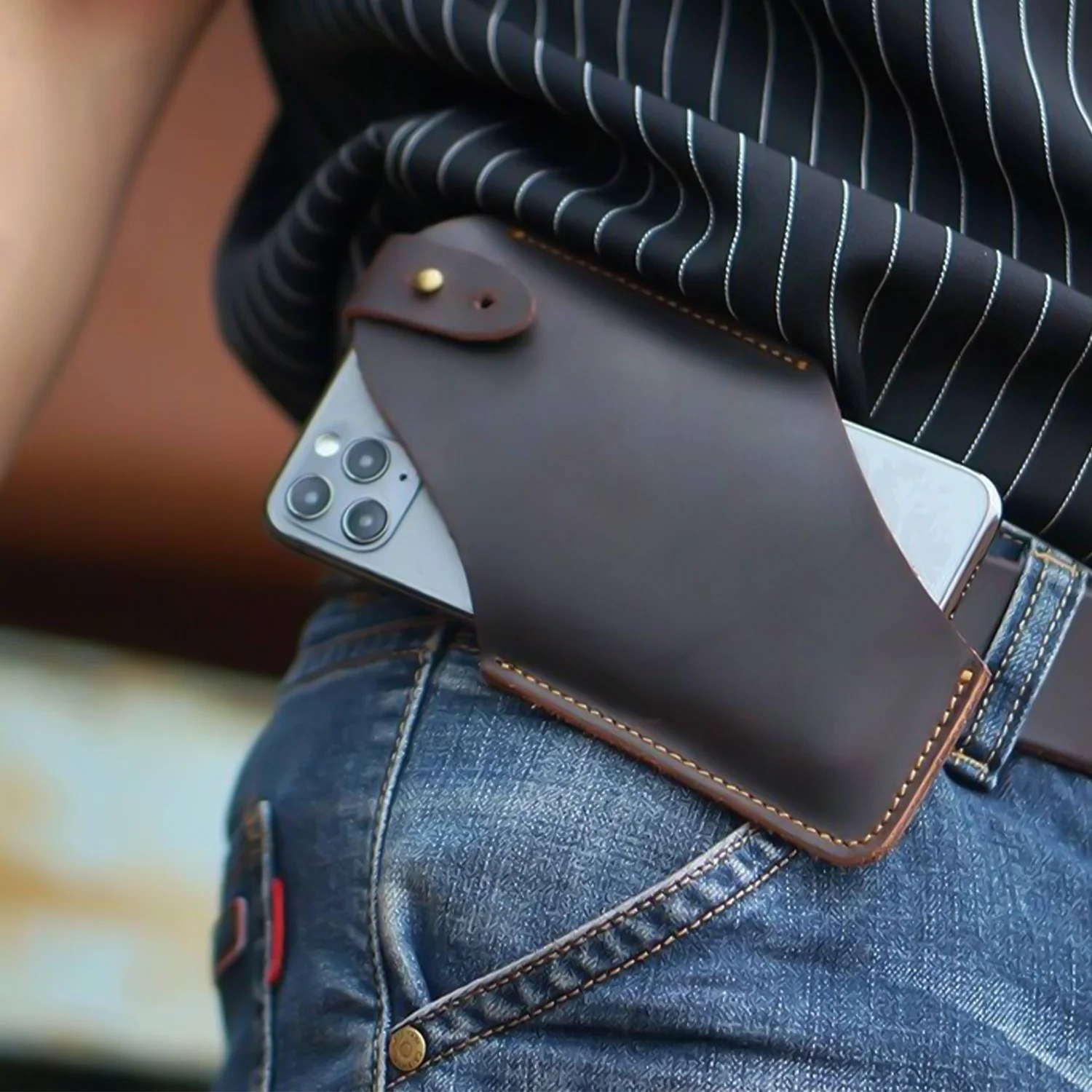 Cell Phone Belt Bag Leather Black, Cell Phone Belt Holster Mens, 6.5  Vertical Mobile Phone Purse Leather Carrying Phone Pouch Belt Clip Holder  Case