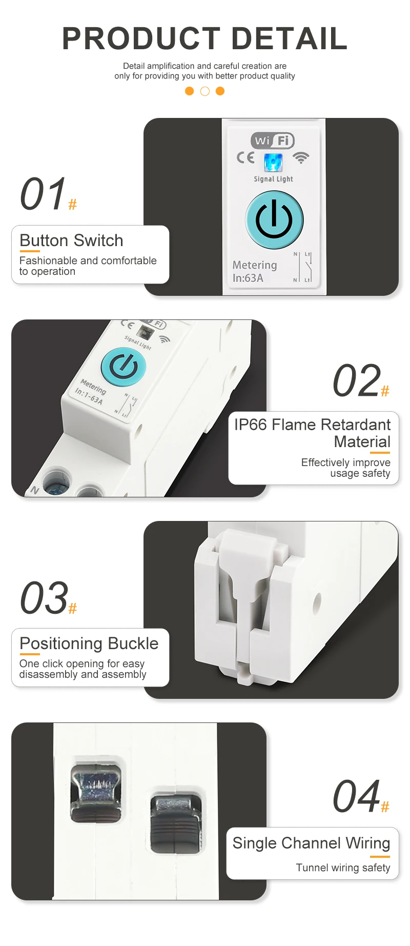 Din-schiene Tuya WiFi Smart Timer Schalter 1P + N 63A Metering Circuit Breaker mit Leckage Schutz Fernbedienung sprach Steuerung Alexa Google – Detail 3