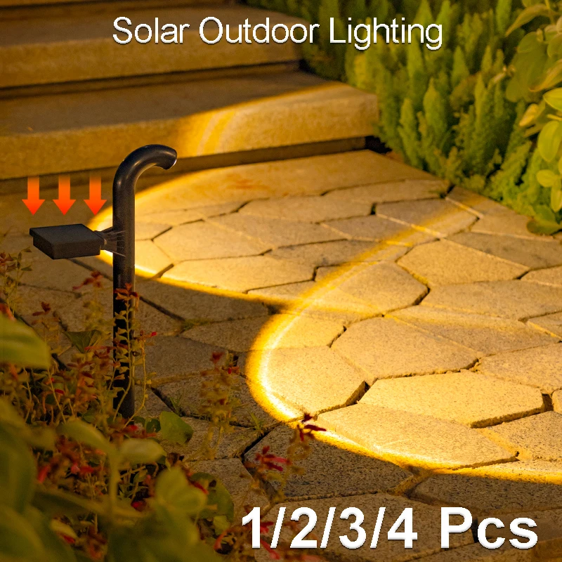 1-4 Pcs LED Solar Powered Spotlight IP55 Waterproof Lawn Lamps Warm Light Projection Path Lamp for Walkway Patio Garden Decor