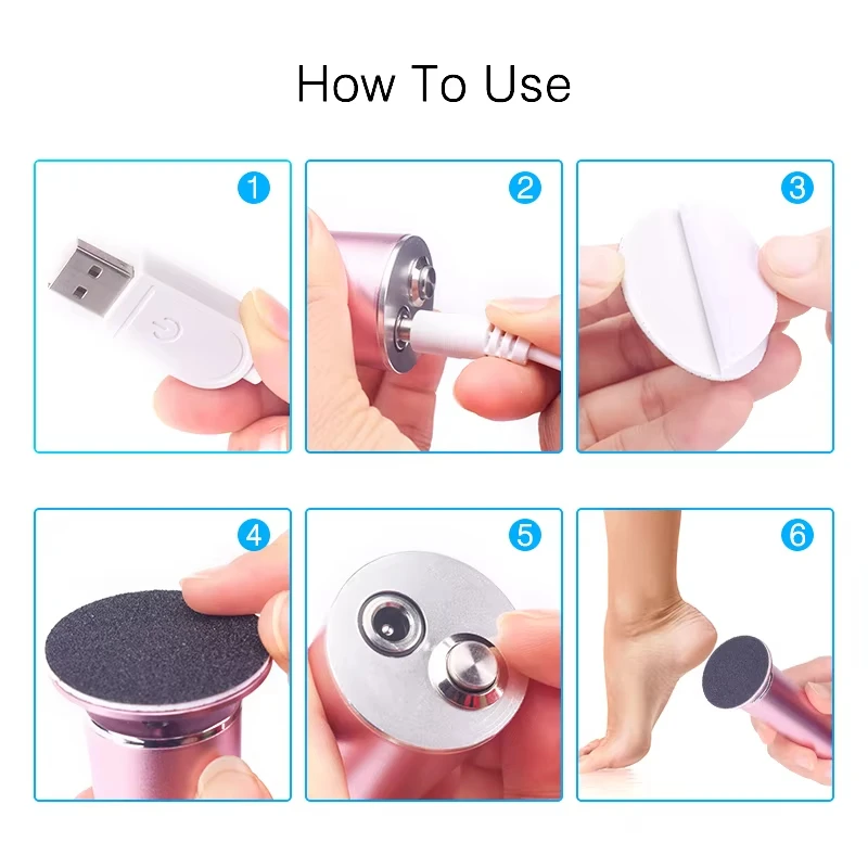 USB Rechargeable Wireless Electric Foot File Cuticle Callus Remover Machine Pedicure Tools Foot Heel Care Tool With Sandpaper electric foot grinder,electric foot file,electric foot callus remover