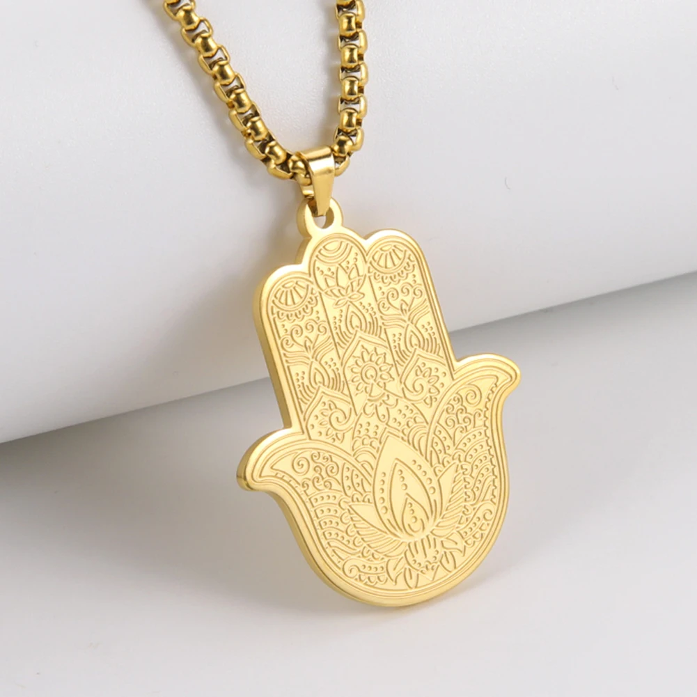 Dawapara Stainless Steel Fatima Hamsa Hand Egyptian Evil Eye - Main Image