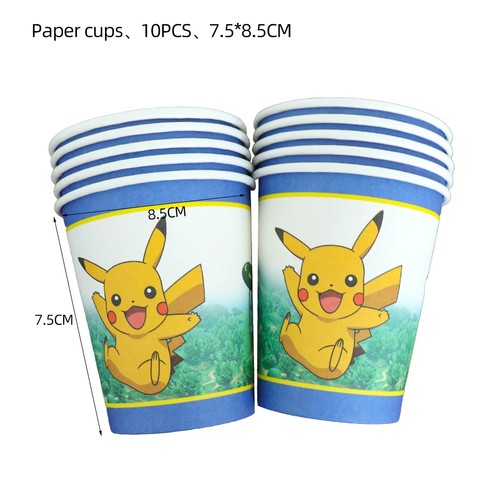 TAKARA TOMY Pikachu Pokemon Birthday Decoration Disposable Cutlery Cup Plate Napkin Tablecloth Bag Baby Shower Party Supplies