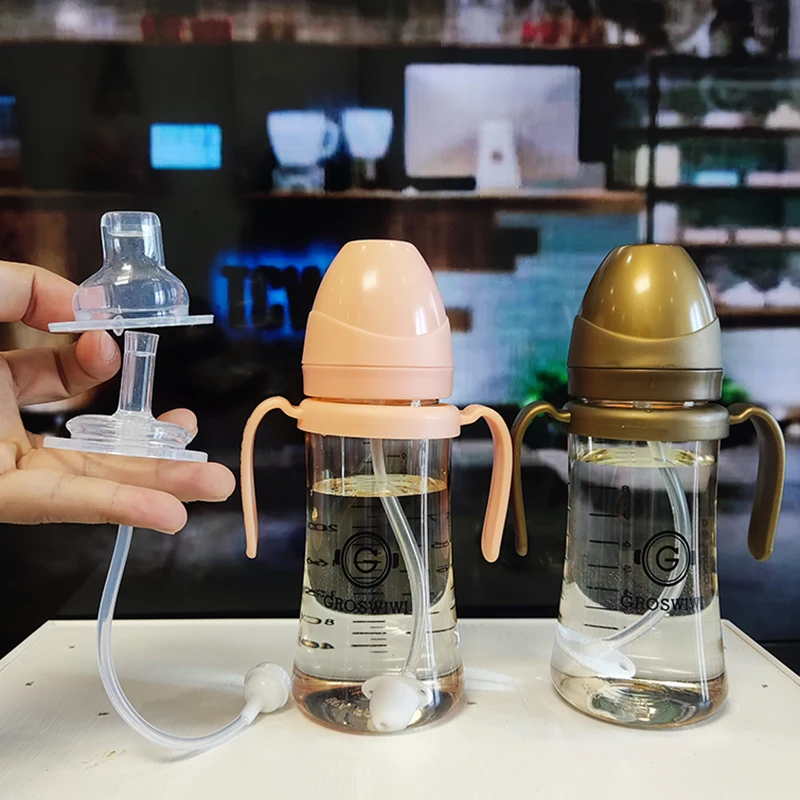 Baby Pp Bottle 3 nipples with Gravity Ball Mark Mouth with Handle Milk Bottles Newborn