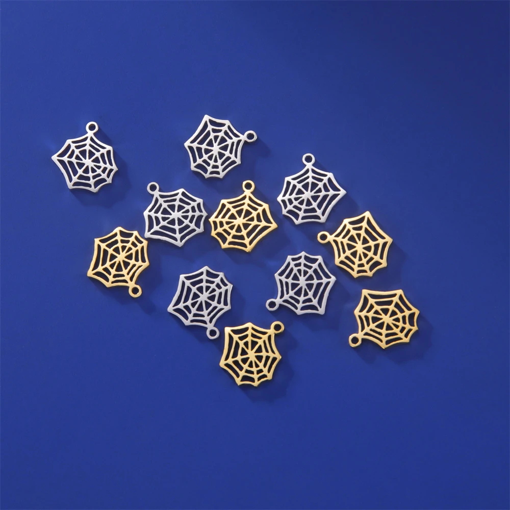5 teile/los Edelstahl Spinnennetz winzige Anhänger DIY Halskette Armband Ohrringe Charms für Schmuck herstellung Zubehör Großhandel – Detail 7