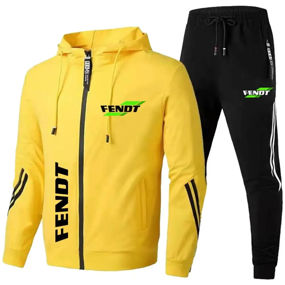 2024 New Men's Hooded Sports Set Brand FENDT Logo Outdoor Leisure Fashion Shirt Morning Running Fitness Two Piece 4