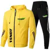 2024 New Men's Hooded Sports Set Brand FENDT Logo Outdoor Leisure Fashion Shirt Morning Running Fitness Two Piece 4