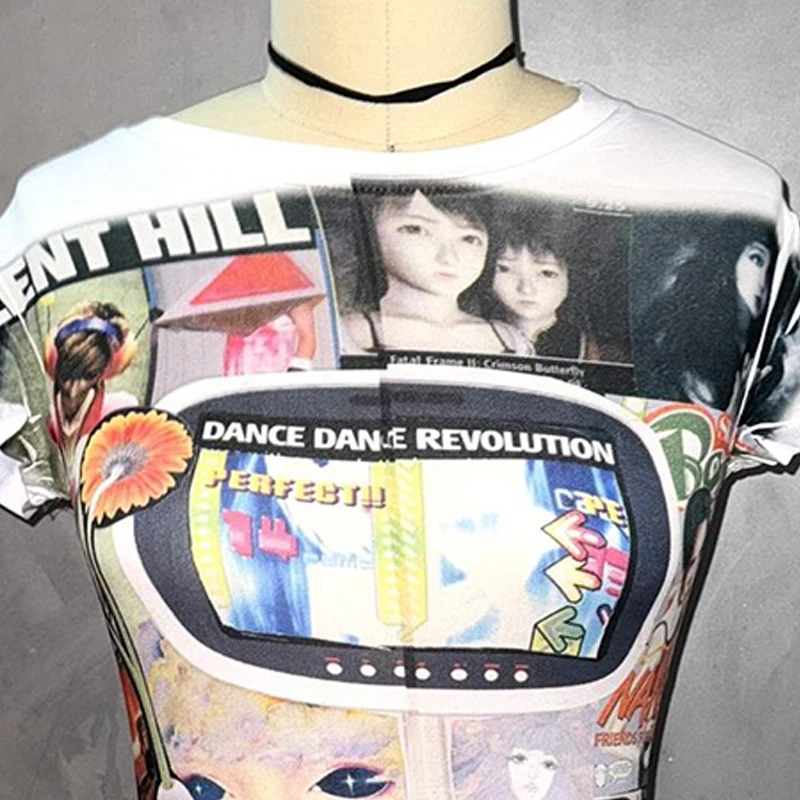Women clothes Y2k Tops Baby Tees Aesthetic Emo Summer Tops Streetwear Gothic Harajuku Graphic Cartoon T-shirt Vintage Crop Tops 5