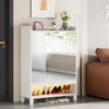 Shoe Cabinet with Mirrored Door, 7-Tier Shoe Storage Cabinet for Entryway, Freestanding Shoe Rack Cabinet with LED Light and Adj 3