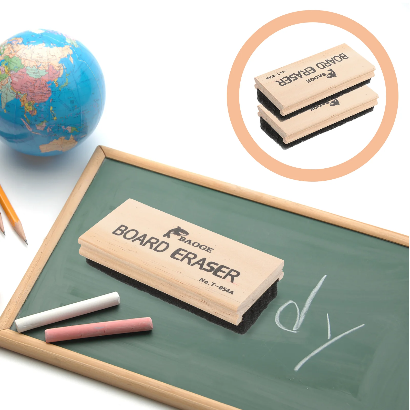 

2Pcs Chalkboard Eraser Wooden Felt Campus Style Eraser Dustless Wood Blackboard Cleaner Dry Eraser for Classroom Office School