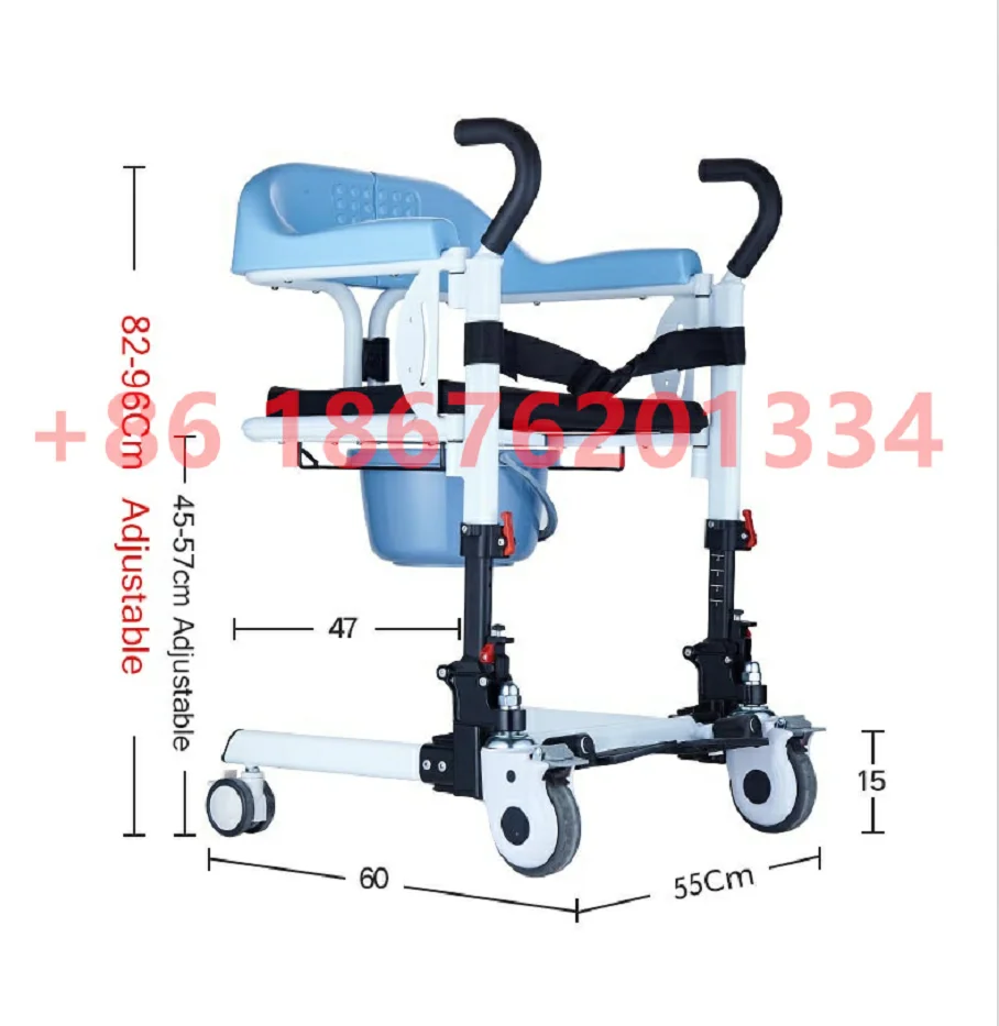 Hot sale Wheelchair With Toilet Transfer Commode Adjustable Bath Chair Hospital Nursing For Invalid Disabled 4