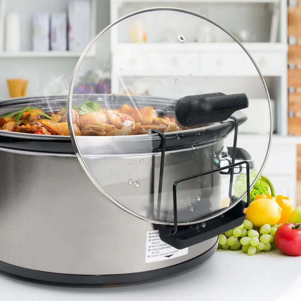 2Pcs-Slow-Cooker-Lid-Rack-Stainless-Steel-Lid-Rack-with-Silicone-Sink ...