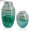 Dark Green Seawater Ripple Glass Vase Hydroponic Flower Pots Desk Decoration Artificial Flower Decorative Floral Arrangement 6