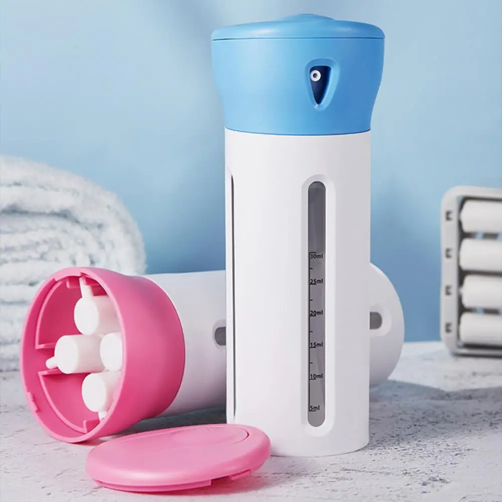 Body Wash Container Versatile 30ml Dispensing Bottle 4-in-1 Empty Sub-bottle with Transparent Window Capacity Scale for Shampoo