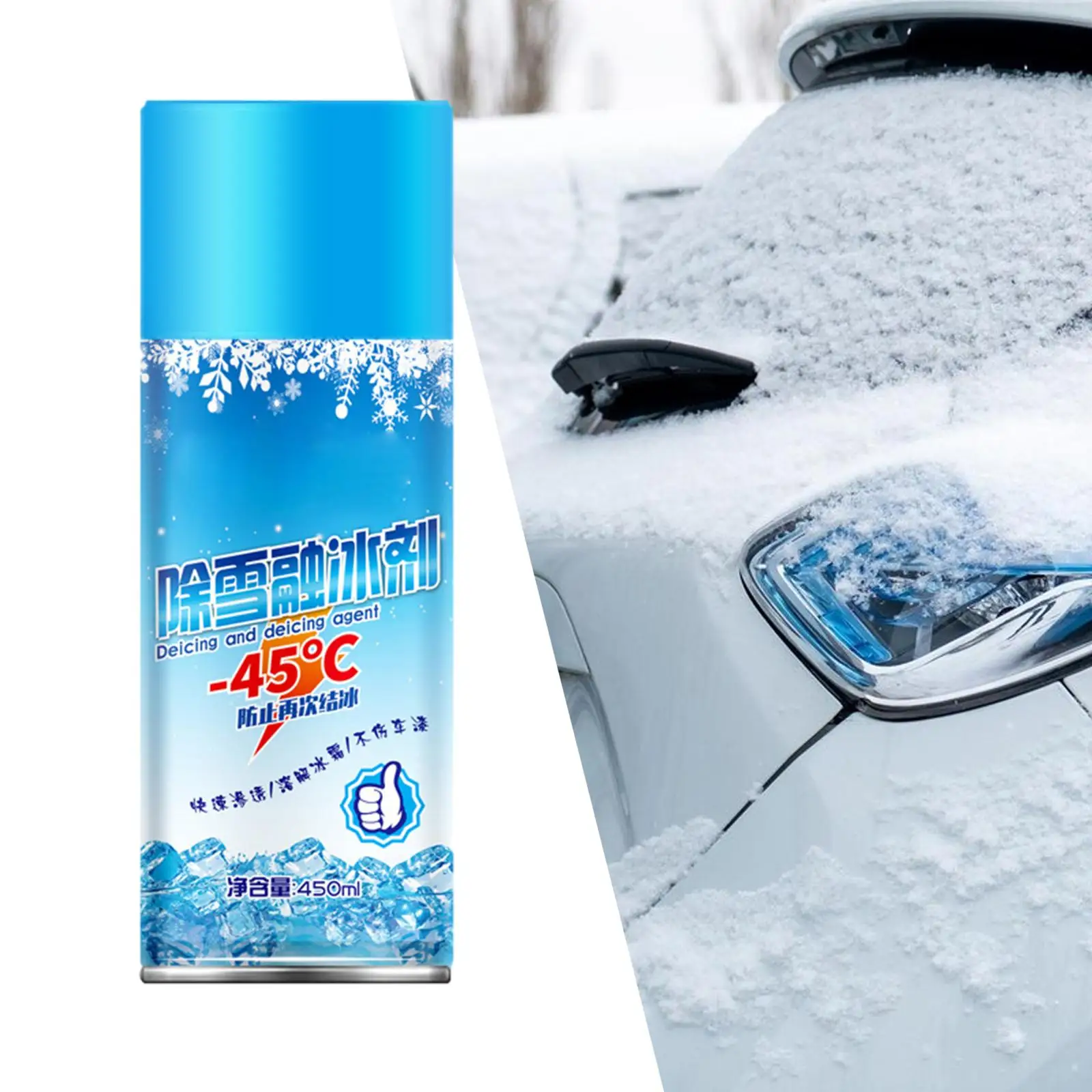 Car Windshield Ice Remover Spray 450ml for Exhaust Pipe Mirrors Windows