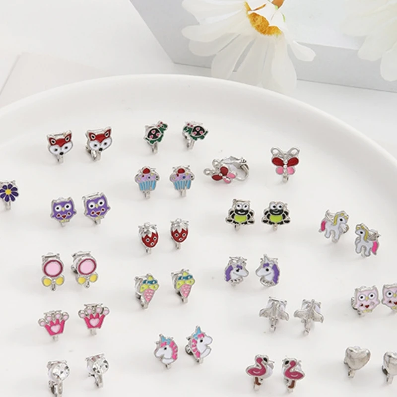 28 Pairs Assorted Animal Non-Piercing Earring for Women Girls Clip on Earrings