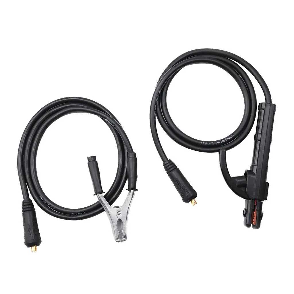 300A Ground Welding Clamp Black+sliver 59.06inch Copper + ABS Handle with 4