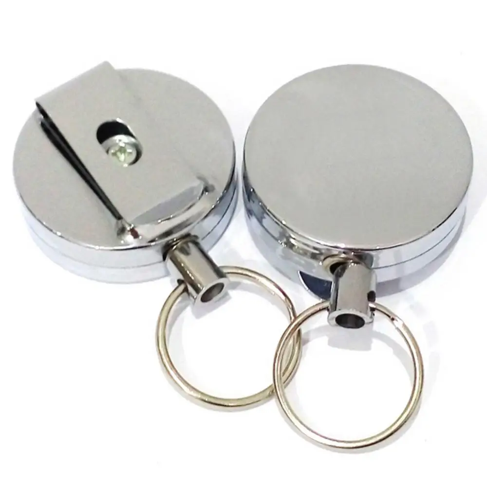 

60cm Resilience Retractable Wire Rope Anti-lost Key Chain Ring Holder Camping Stainless Steel Back Clip Keychain Outdoor Tool 캠핑