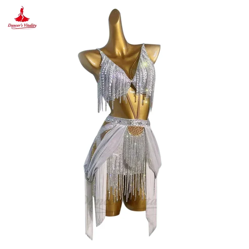 

Latin Dance Dress Women Competition Rumba Chacha Tango Performance Clothing Customsized Adult Child Latin Professional Dresses