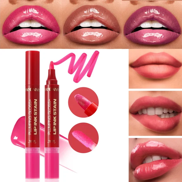 6-color double-ended lip pencil, lip oil, liquid watercolor lip pencil, moisturizing and easy-to-apply lip gloss 1