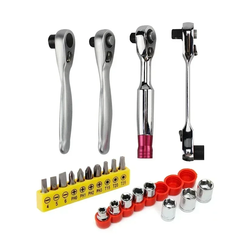 Krachtige 1/4 "Mini Llave De Trinquete De 72 Dient Llave De Doble Extremo 25mm Punta De Dtornillador Phillips Torx Ranurada Llave De Tubo De 1/4" - AliExprs 1420
