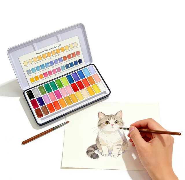 Watercolor Paint Set, 36/24/12 Vivid Colors in Pocket Box with Watercolor Brush, Perfect for Students, Beginners and More 1