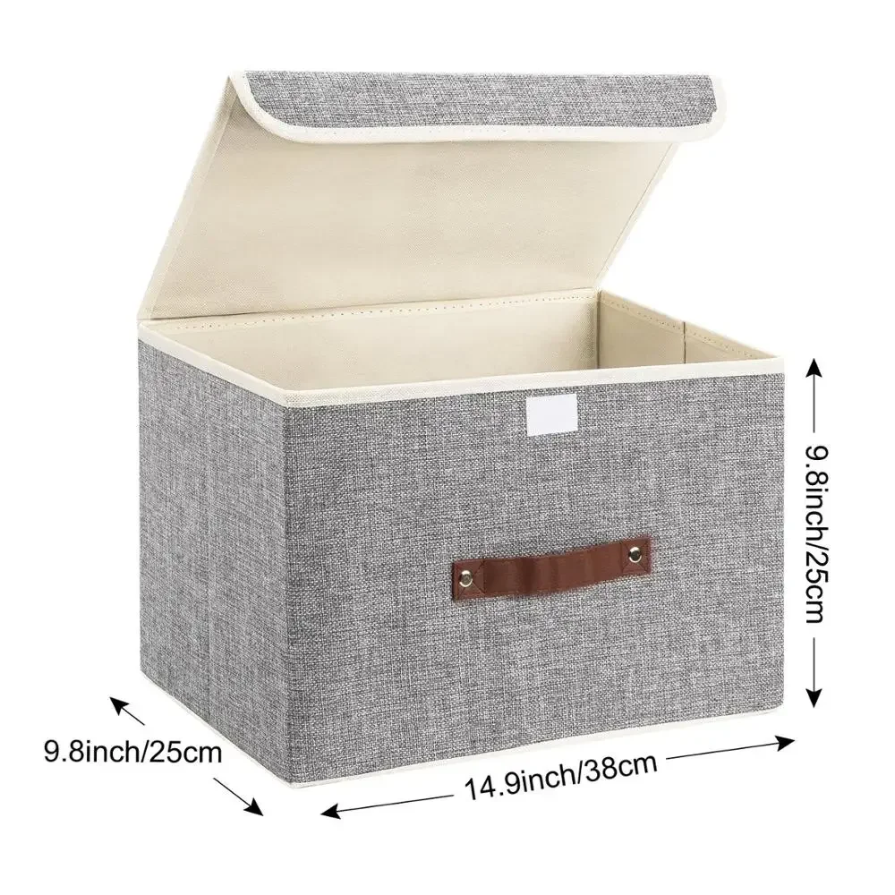 

New 2024 Stock Popular Cabinet Foldable Linen Fabric Toy Kids Storage Box with Lid