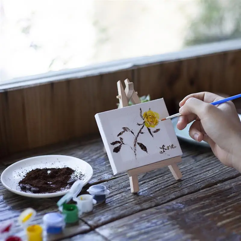 6/12 Juegos de Mini tablero de Arte de lienzo de artista estirado, tableros de arte en blanco, pintura al óleo de madera, arte de obra de arte, tablero de pintura (blanco)