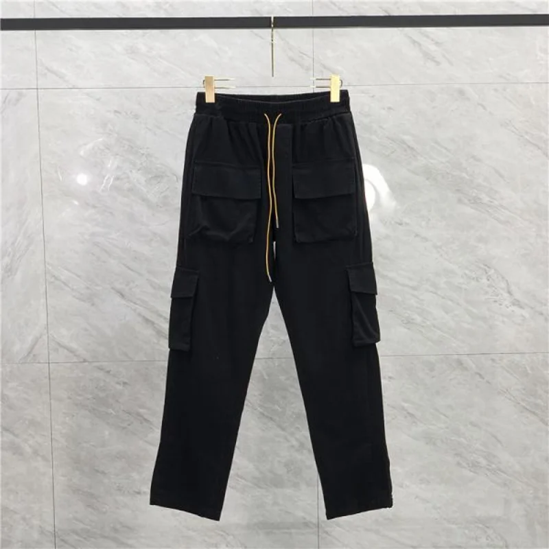 

High Quality Multi-pocket Function Cargo Buttoned Trousers Rhude Pants Men Women EU Size Rhude Trousers High Street Casual Pant