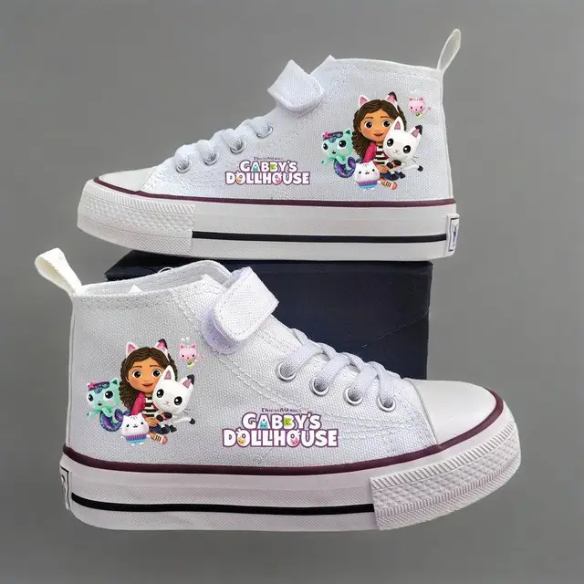 New Gabby's Dollhouse Children's Shoes Student High Top Canvas shoes Girls Anti-slip Outdoor Shoes Kids Sport Shoes