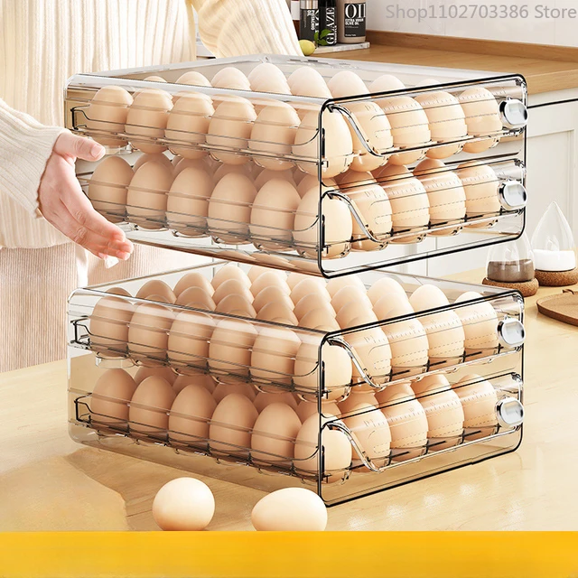 Egg Holder For Refrigerator Clear Auto Rolling Stackable Egg Fridge  Organizers Egg Tray Egg Drawer For Refrigerator For Sort And - AliExpress