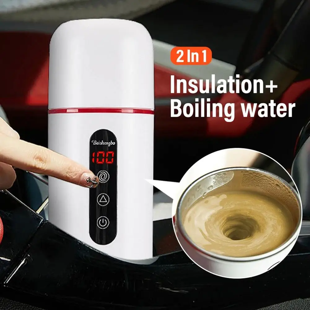 

Portable Car Heating Cup Fast Heating Shockproof Sealed Automatic Stirring 420ml Cup Warmer Bottle Water D3X3