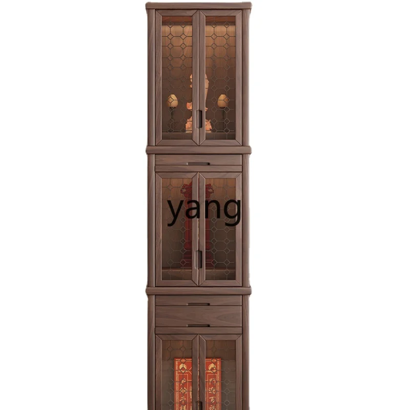 

Yjq New Chinese Three-Layer Shrine Glass Door Shrine Ancestor Altar Landlord Buddha Shrine