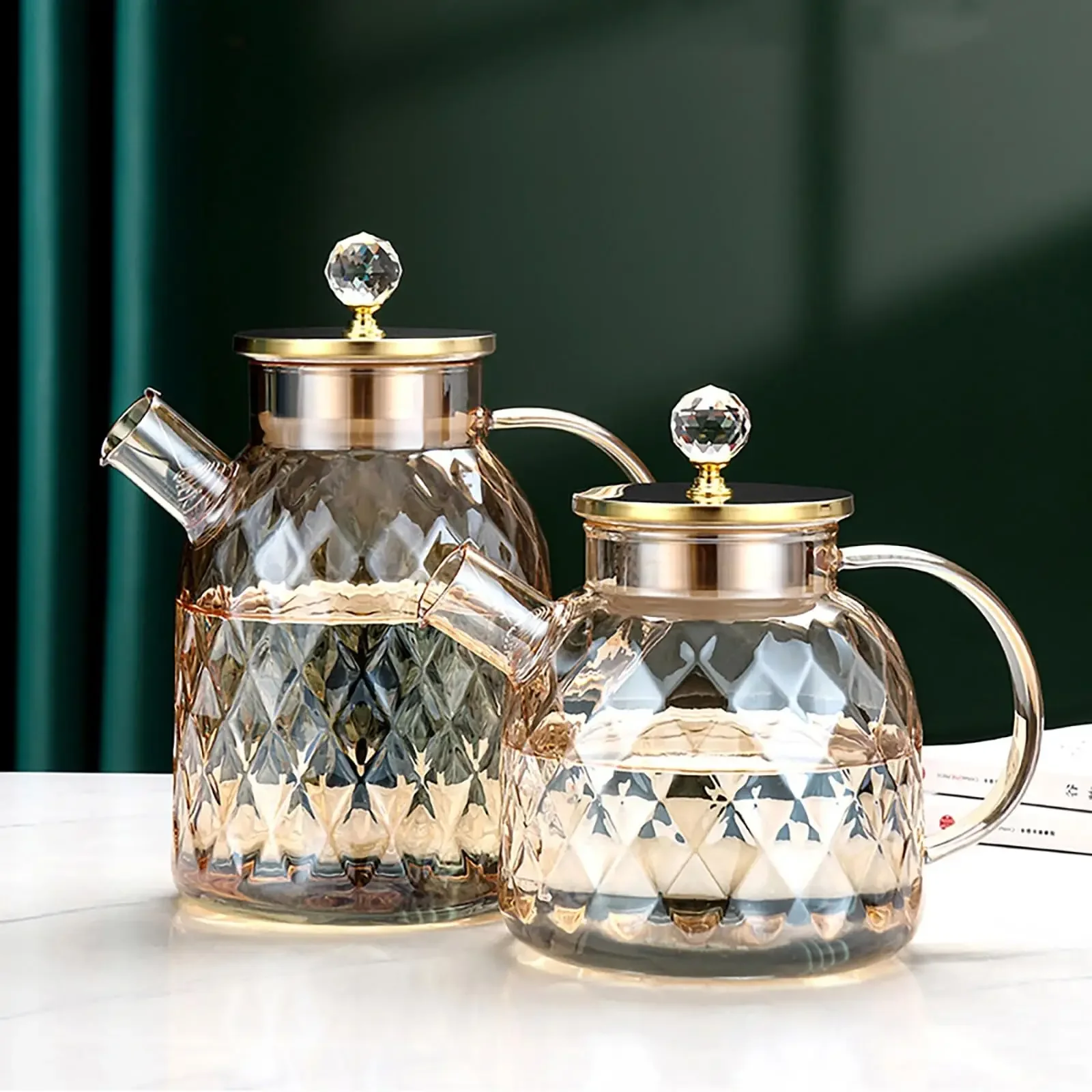 Coffee Pot 1/1.8L Glass Teapot for Stovetop/Microwave Safe Glass Borosilicate Coffee Pot with Infuser Tea Pots for Loose Tea Drinkware