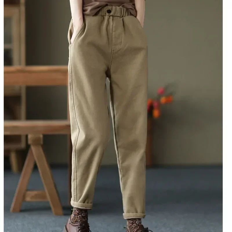 

Women Pants Warm Winter Casual Loose Joggers Korean Style Black High Waist Grey Thick Fleece Workout Sweatpants for Women