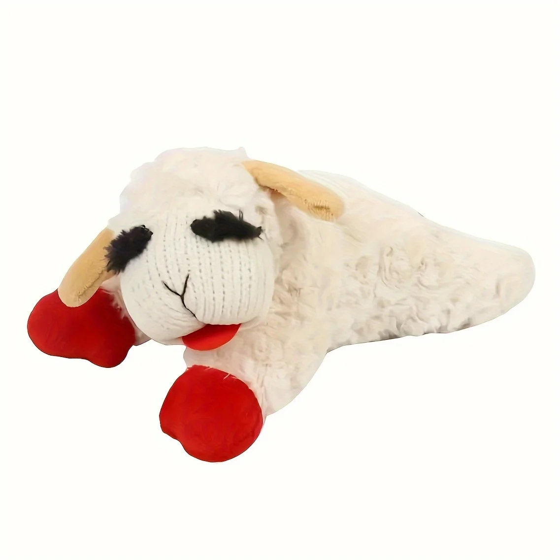 1pc adorable lamb shape plush toy-high pitched squeaker, cat dog companion plush doll pet toy, sounding band rattling lamb doll 5