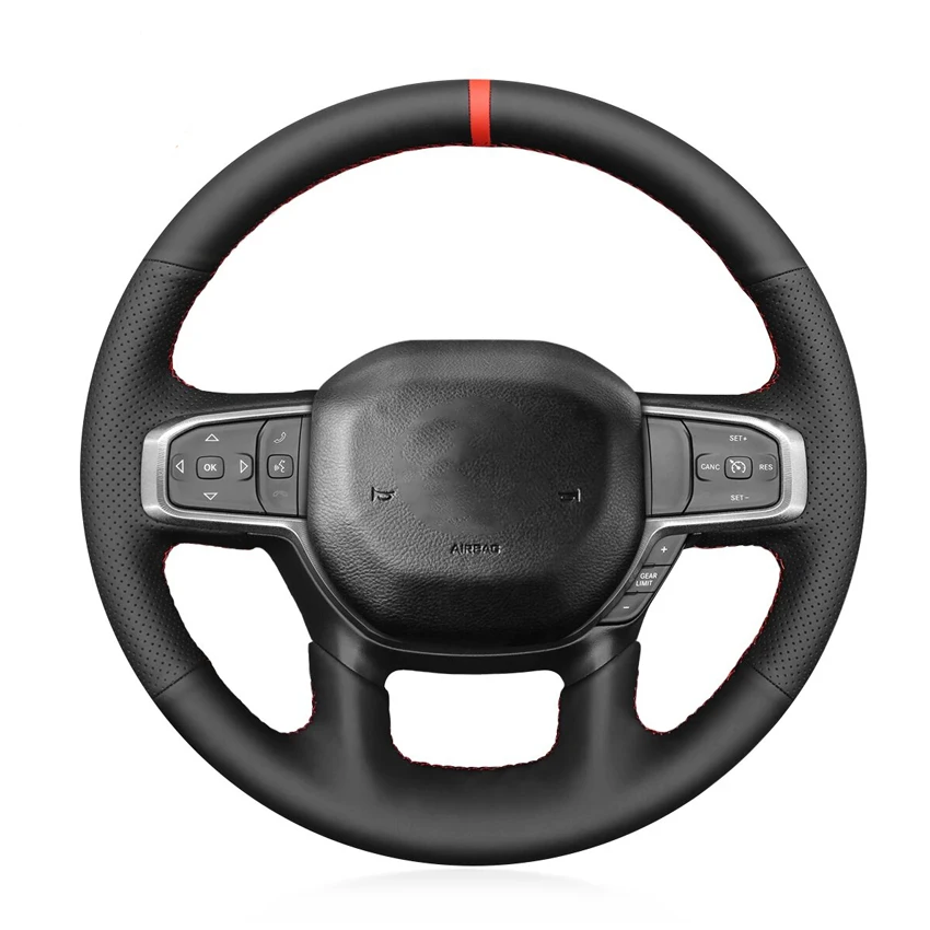 

Черная искусственная кожа, прошитая вручную, нескользящая Мягкая искусственная кожа для Dodge RAM 1500 2500 3500 4500 5500-2018