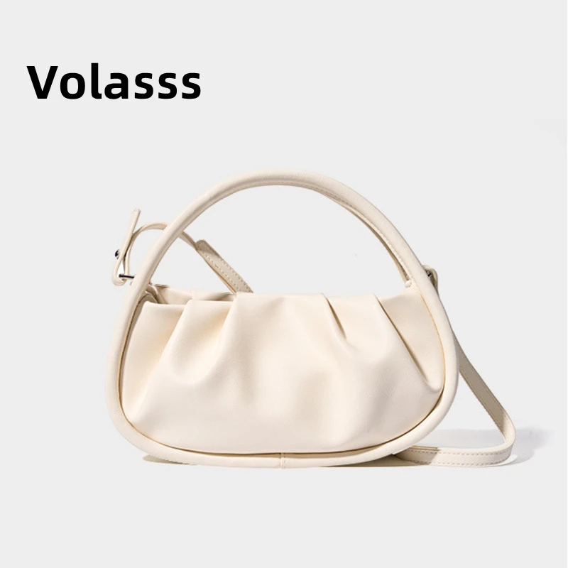 

VOLASSS New Pleated Cloud Bag Commuting Women Shoulder Bags Genuine Leather Casual Crossbody Bags Female Luxury Clouds Handbag