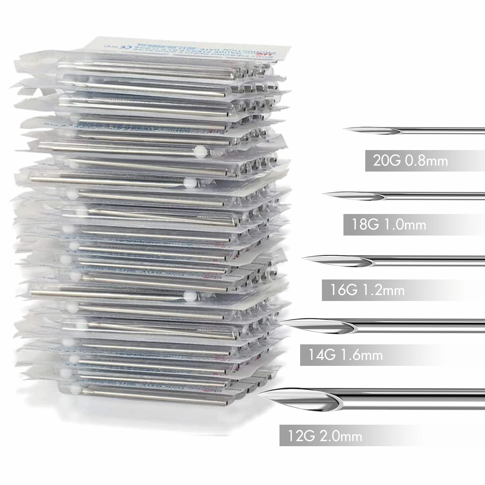Disposable Sterile Body Piercing Needles Stainless Steel 0.8/1.0/1.2/1.6/2.0mm Ear Nose Belly Tongue Eyebrow Piercer Tools ear piercing tool