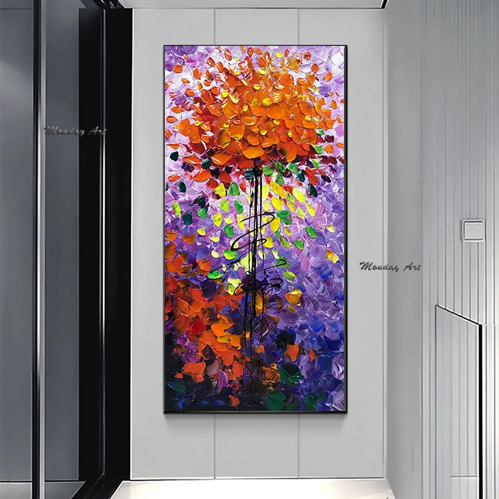 

Original Blooming Flower Wall Art,Heavy Textured Abstract Red Floral Impasto Acrylic Canvas Oil Painting Colorful Home Decor