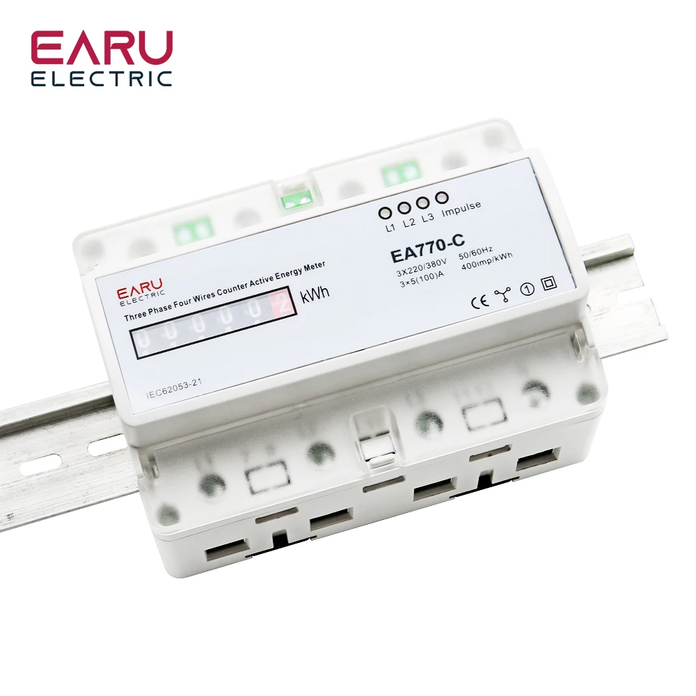 3*220V/380V Three Phase Four Wires Eelectronic Active Energy Meter kWh Power Con