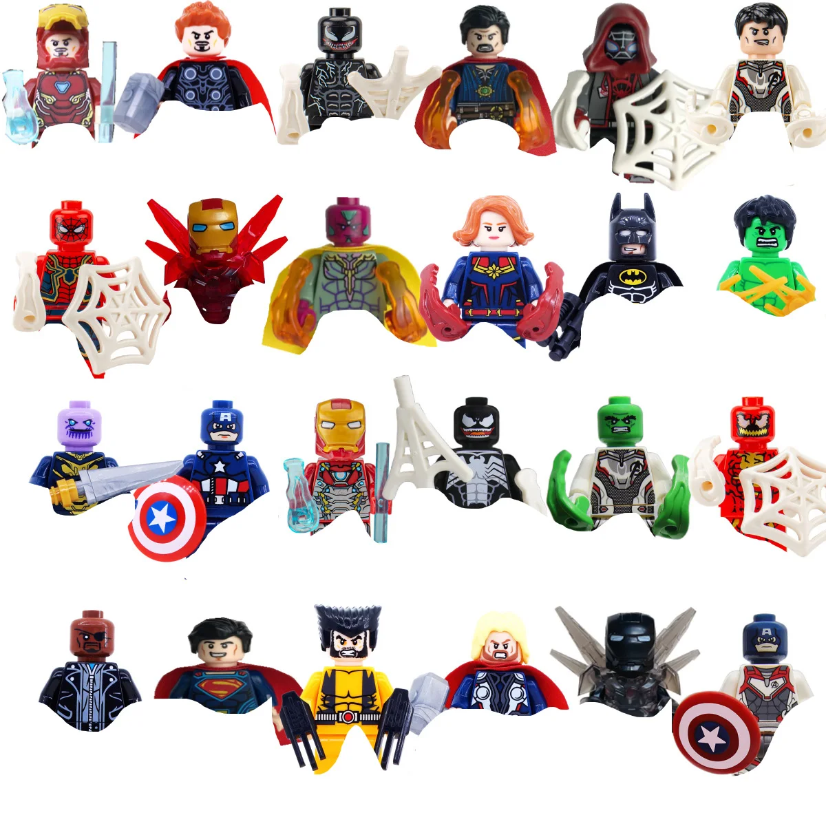 Toy Building Blocks Action Figures 20/24/30PCS Marvel Legendary Block Anime Series Spider Man Venom Assembly Block Children Toys