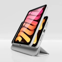 Magnetic Smart Folding Folio Cover for Mini6 Mini 7 A17 Pro (Light Gray)