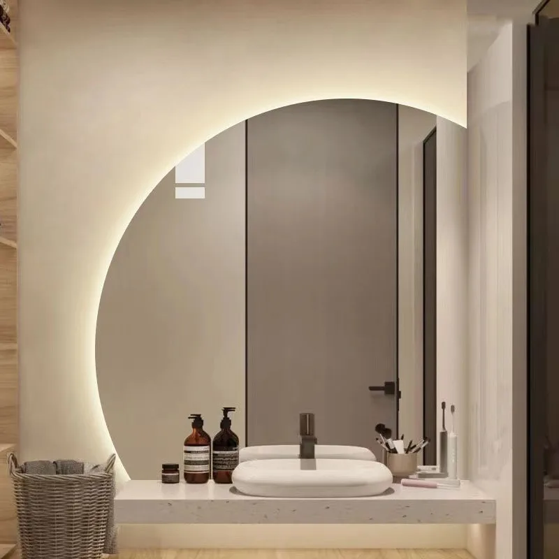 Irregular Unbreakable Bathroom Mirror Light Glass Smart Electric